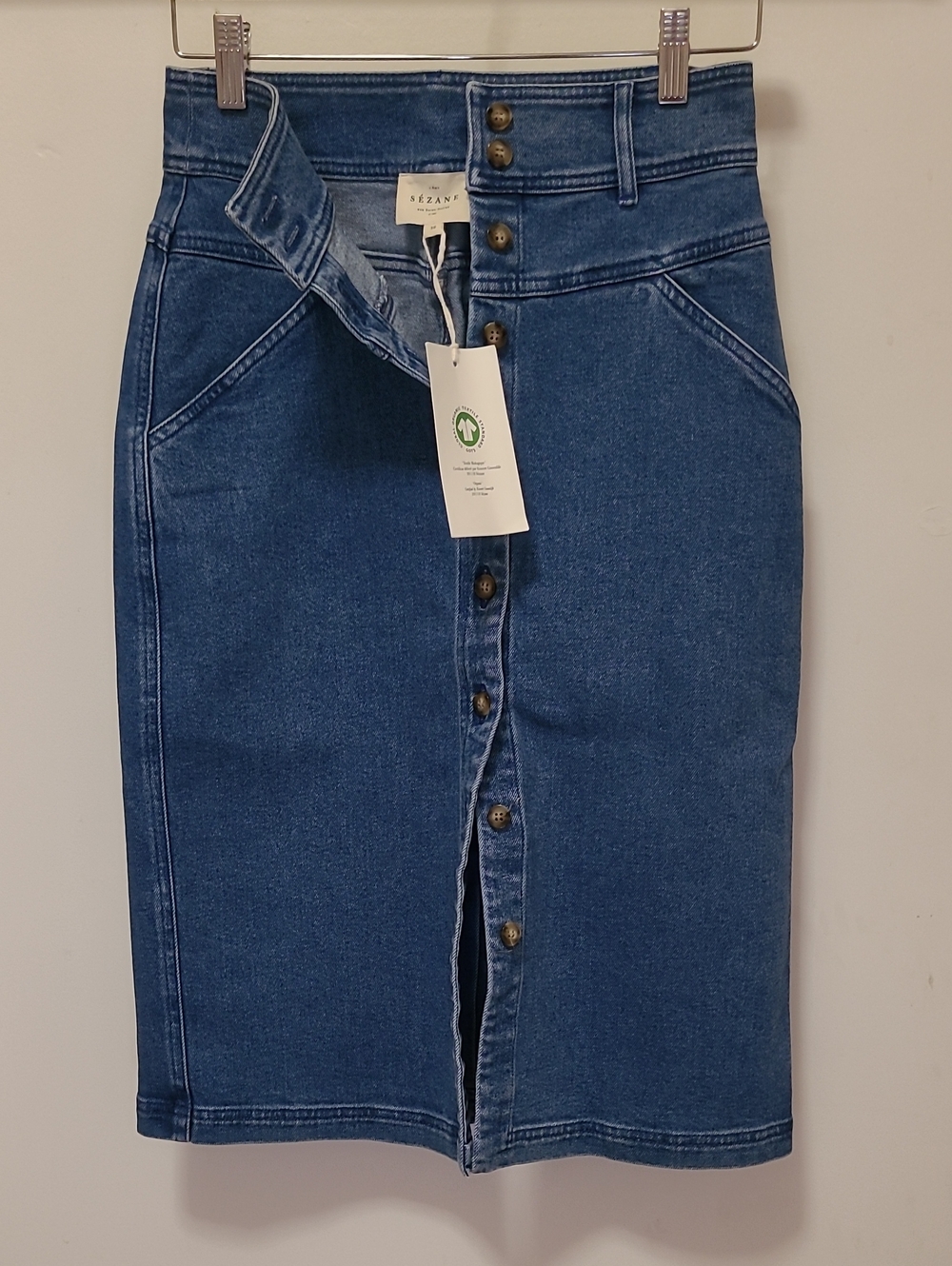 Nwt Sezane Jupe Jona Button-Front Midi Skirt